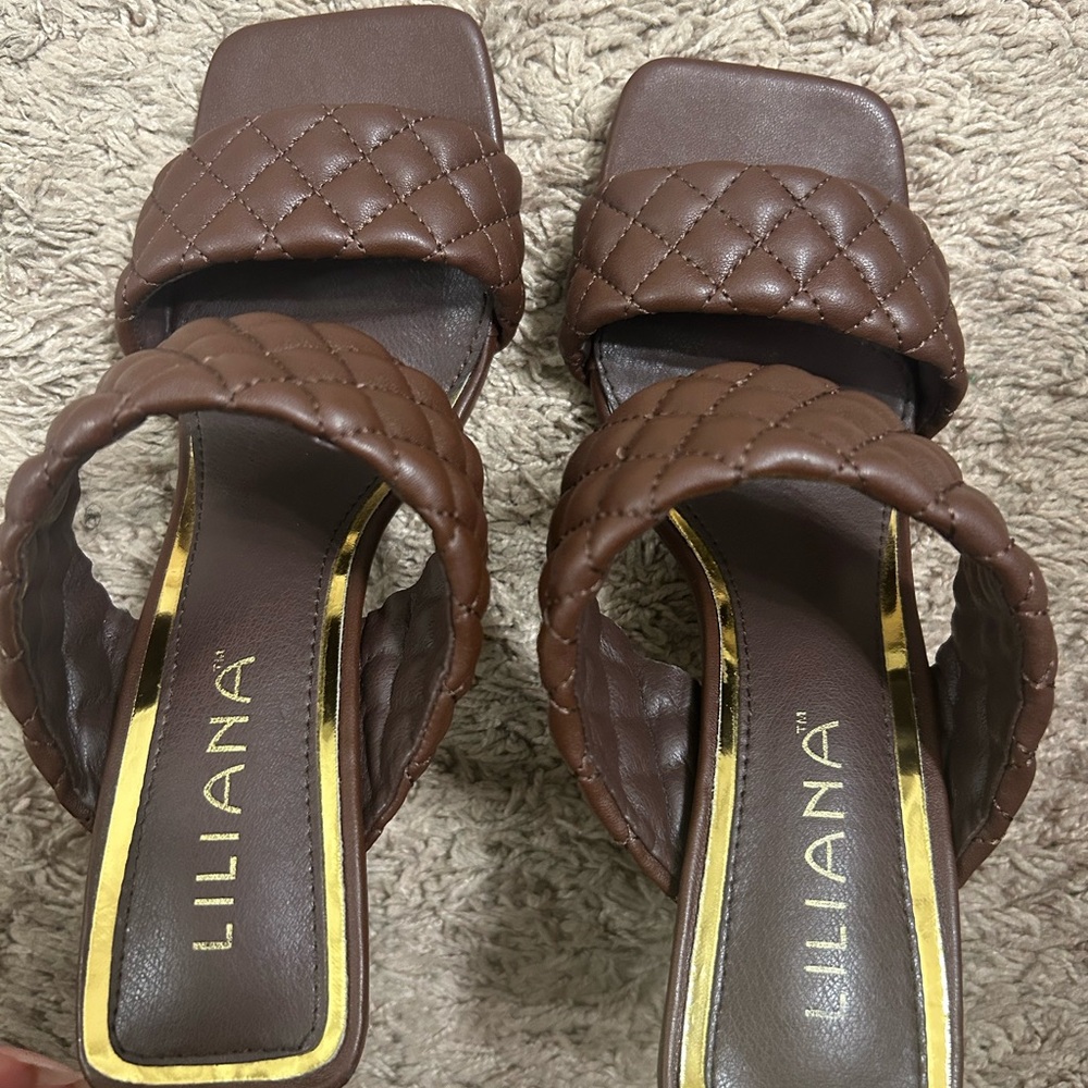 Liliana Brown Quilted Heels